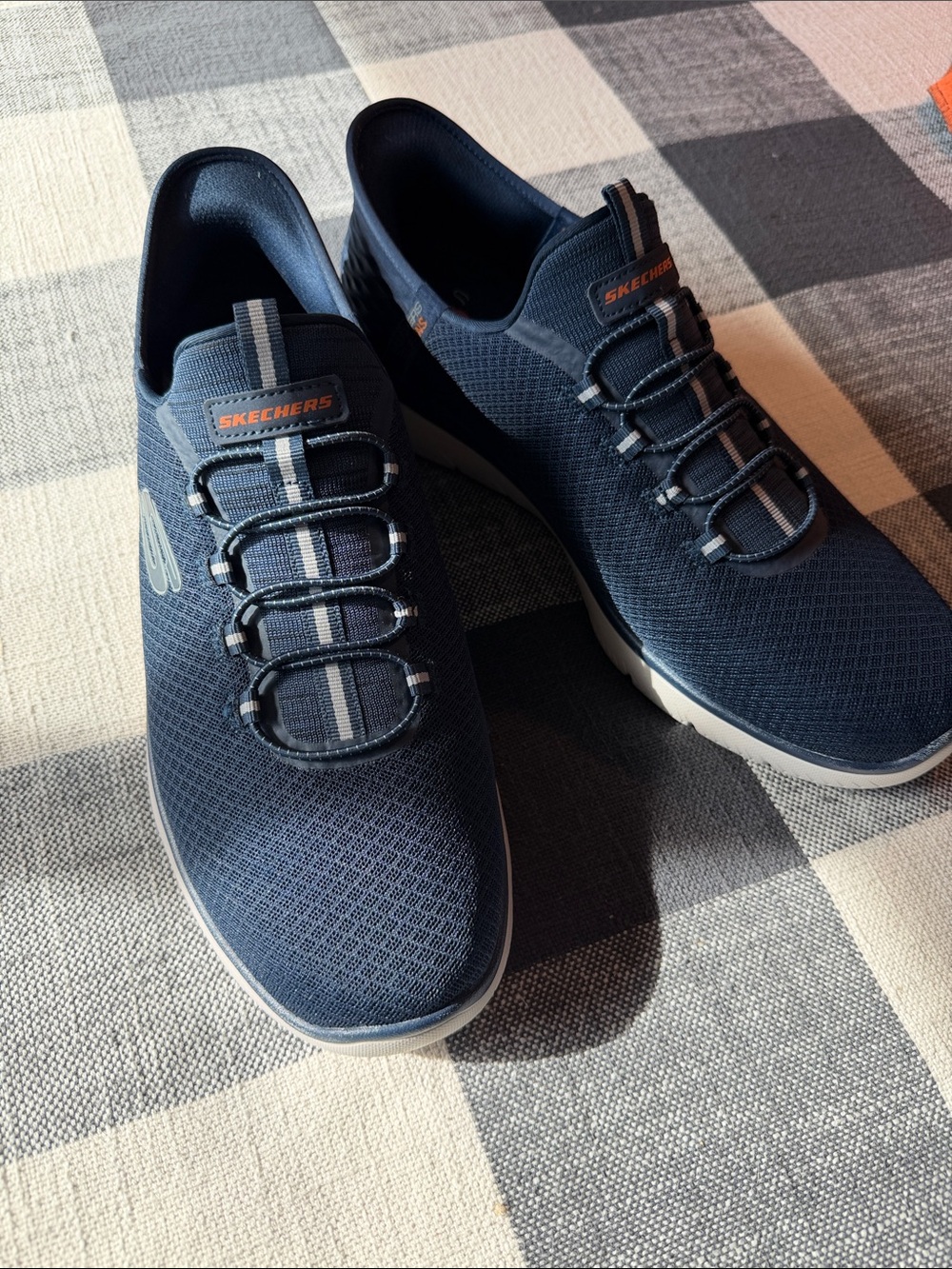 Skechers Men’s Navy Slip-Ins Knit Sneakers with Grey Accents